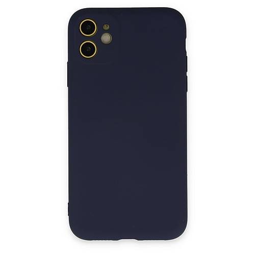 iPhone 11 K�l�f Nano i�i Kadife Silikon - Lacivert