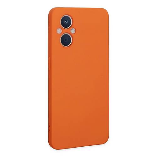 Reno 7 Lite K�l�f Nano i�i Kadife Silikon - Turuncu