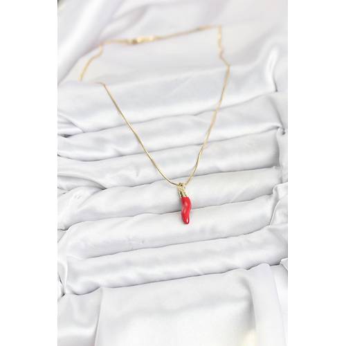 316L �elik Gold Renk Kapya K�rm�z� Biber Model Kad�n Kolye
