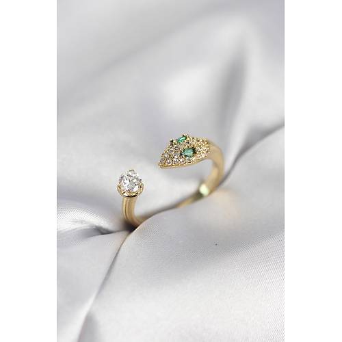 Y�lan Model Zirkon Ta�l� Gold Renk Kad�n Y�z�k