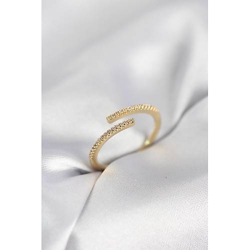 Gold Renk Zirkon Ta�l� Y�lan Tarz Kad�n Y�z�k