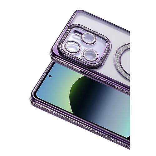 Redmi Note 14 4G Joke Simli Magneticsafe K�l�f - Derin Mor