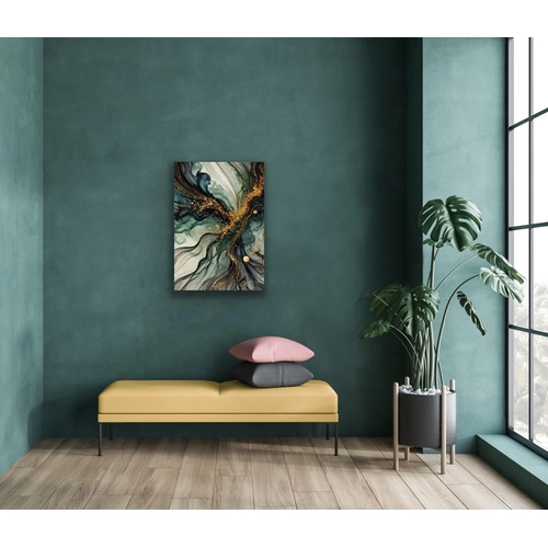 Ye�il Mavi Gold Soyut Kanvas Tablo 70x100cm
