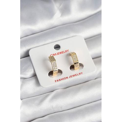 Pirin� Gold Renk Zirkon Ta�l� Alt�gen Kad�n K�pe