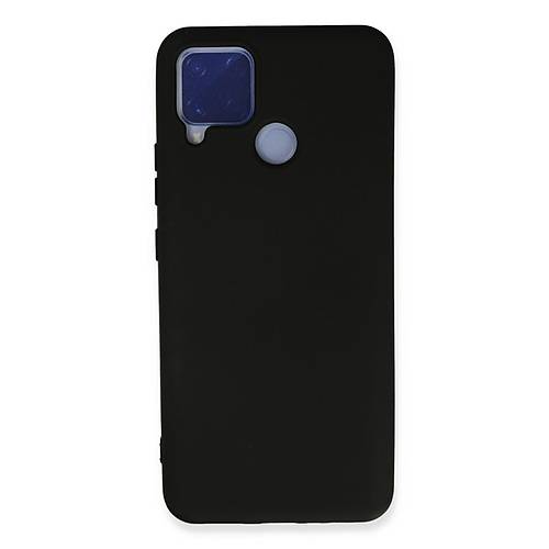 Realme C15 K�l�f Nano i�i Kadife Silikon - Siyah