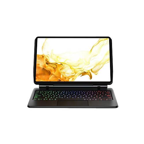 Galaxy T737 Tab S7 FE 12.4 K�l�f Eternal Ledli Klavyeli Tablet K�l�f� - Siyah