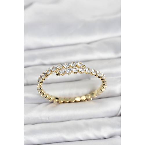 Pirin� Gold Renk S�ral� Zirkon Ta�l� Kad�n Bileklik