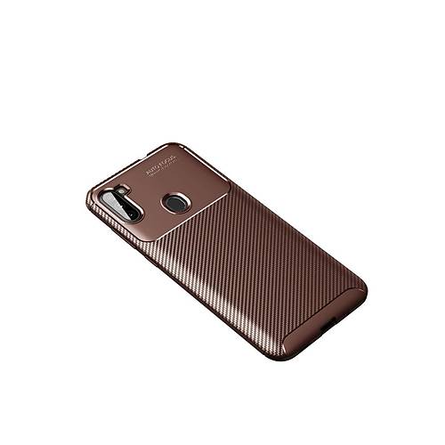 Galaxy A11 K�l�f Auto Focus Karbon Kapak - Kahverengi