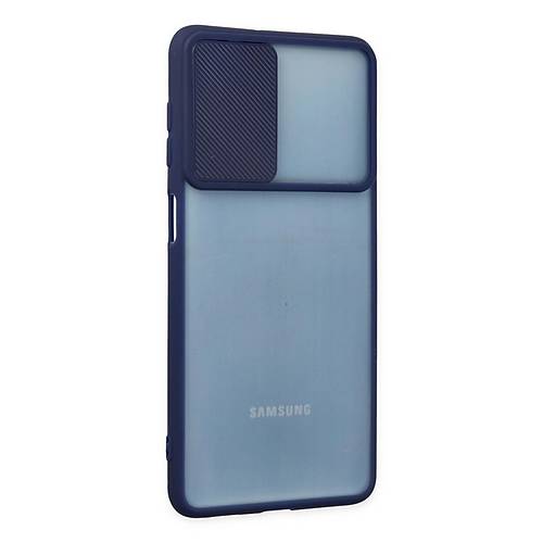 Galaxy M52 5G K�l�f Palm Buzlu Kamera S�rg�l� Silikon - Lacivert