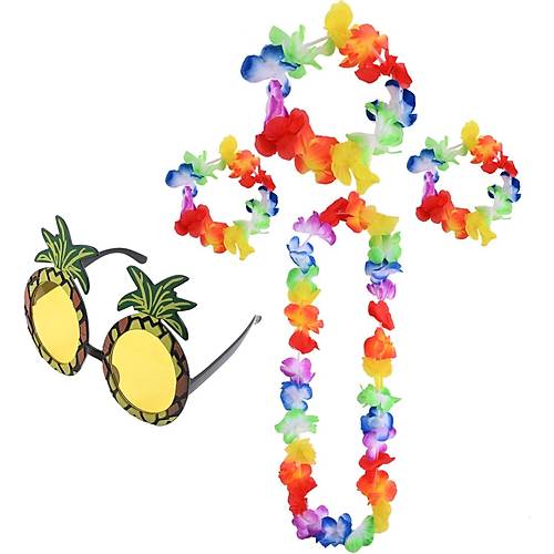 Renkli Ananas G�zl�k, Ta�, Kolye ve Bileklik Seti