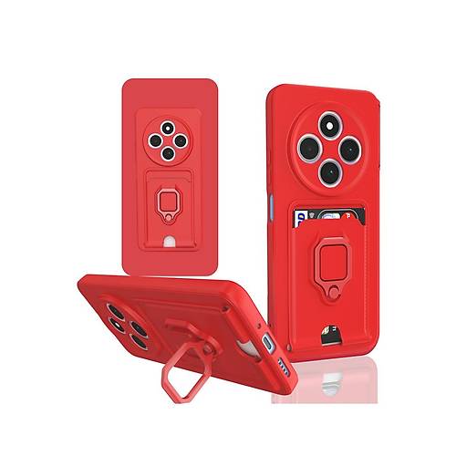 Redmi 14C K�l�f Zuma Kartvizitli Y�z�kl� Silikon - K�rm�z�