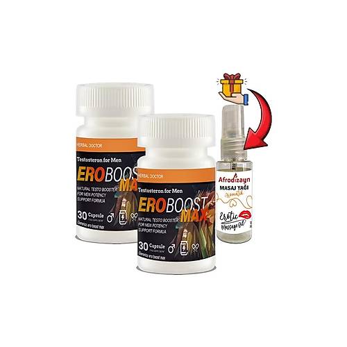Ero Boost Max 2 Kutu Erkeklere �zel 30lu Destekleme + Afrodizayn Masaj Ya�� 30 ml