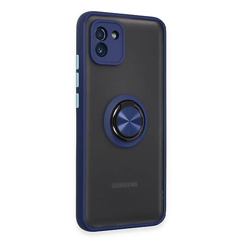 Galaxy A03 K�l�f Montreal Y�z�kl� Silikon Kapak - Lacivert
