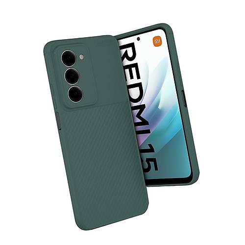 Redmi 15 4G Auto Focus Karbon Kapak - Koyu Ye�il