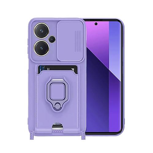 Redmi Note 13 Pro Plus K�l�f Zuma Kartvizitli Y�z�kl� Silikon - Lila