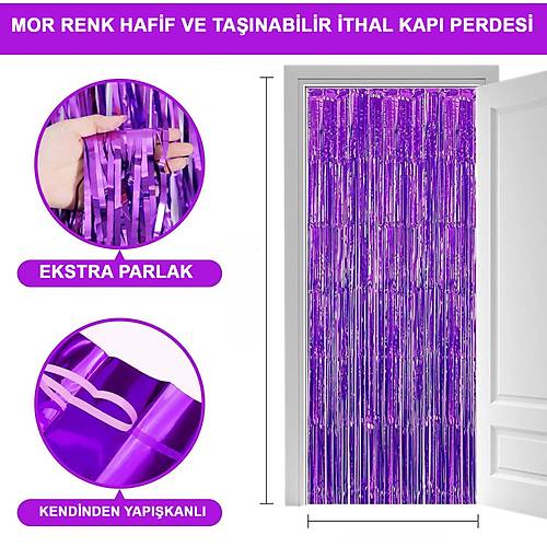 Mor Renk Ekstra Metalize Parlak Sa�akl� Arka Fon Perde �thal A Kalite 1x2 Metre