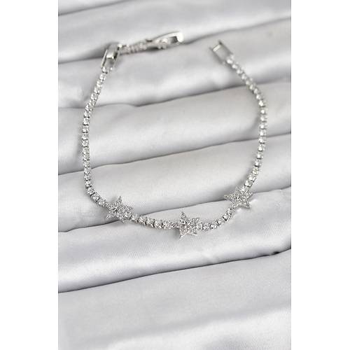 Pirin� G�m�� Renk Minimal Y�ld�z Model Zirkon Ta�l� Su Yolu Kad�n Bileklik