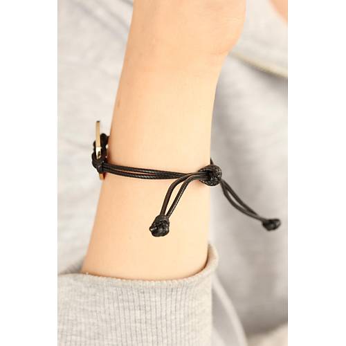 COOL (Haval�) Siyah Deri �pli Unisex Mood Bileklik