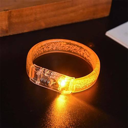 Turuncu Led I��kl� Bask� Yap�labilen Pilli Bileklik Bilezik 1,5 cm Geni�lik