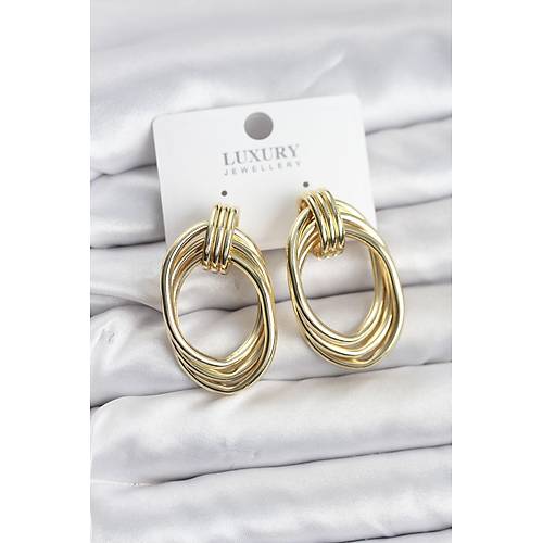 Pirin� Gold Renk Damla Model Vintage Kad�n K�pe