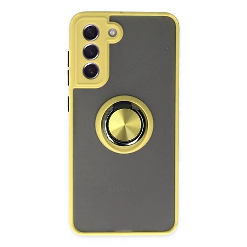 Galaxy S21 FE K�l�f Montreal Y�z�kl� Silikon Kapak - Sar�