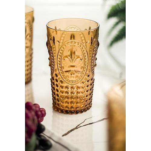Akrilik Bal 6'l� Uzun Bardak & Su Me�rubat Barda�� 750 ml ( B�y�k Boy & Cam De�ildir )