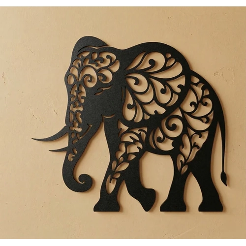 Dekoratif Fil Duvar Tablosu MDF Lazer Kesim Etnik Motifli Modern Duvar S�s�