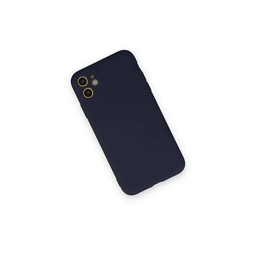 iPhone 12 Mini K�l�f Nano i�i Kadife Silikon - Lacivert