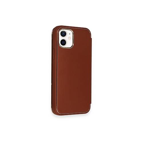 iPhone 12 K�l�f Dolpin Kapakl� - Kahverengi