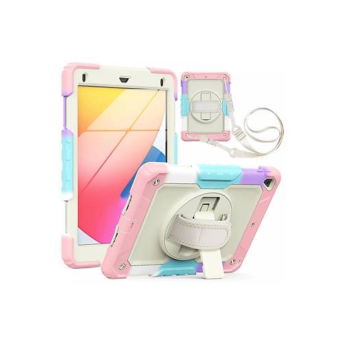 iPad 5 Air 9.7 K�l�f Tablet Rainbow Kapak - Pembe