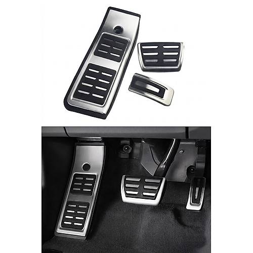 Audi A4 B9 A5 F5 2016-2023 Uyumlu Ge�me Otomatik Pedal Seti 3 Par�a Siyah Krom