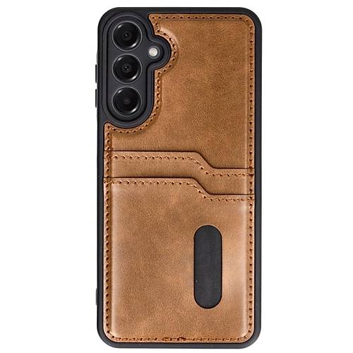 Galaxy A16 5G K�l�f Sara Kartvizitli Deri K�l�f - Taba