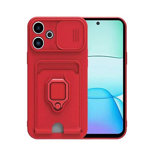 Redmi 13 4G K�l�f Zuma Kartvizitli Y�z�kl� Silikon - K�rm�z�