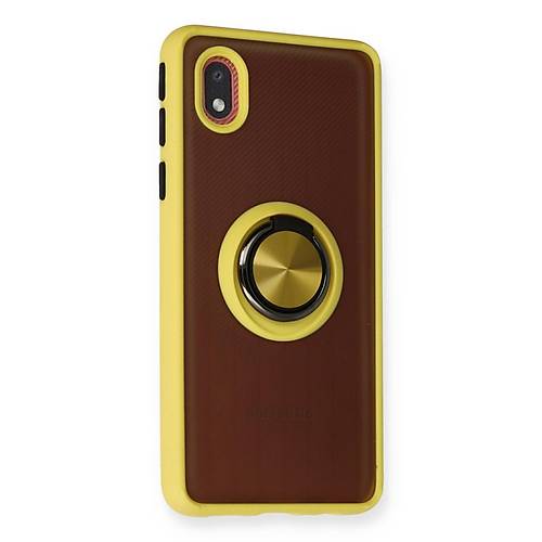 Galaxy A01 Core K�l�f Montreal Y�z�kl� Silikon Kapak - Sar�