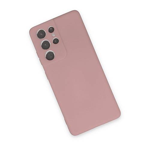 Galaxy S21 Ultra K�l�f Nano i�i Kadife Silikon - Pudra