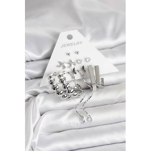 G�m�� Renk Pirin� 6'l� Kad�n K�pe Seti