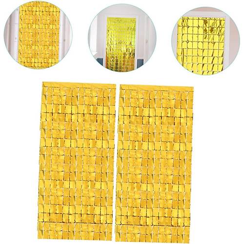 Ekstra Metalize Alt�n Renk Disko Dikd�rtgen Kesim Kap� Perdesi Dekorasyon 1x2 Metre