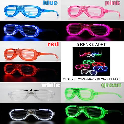Glow Model Led I��kl� Parti G�zl��� 3 Modlu 5 Renk 5 Adet