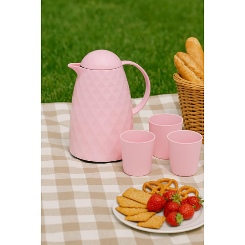 1 Lt Akrilik Soft Pembe �ay Termosu 12 Saat S�cak 24 Saat So�uk