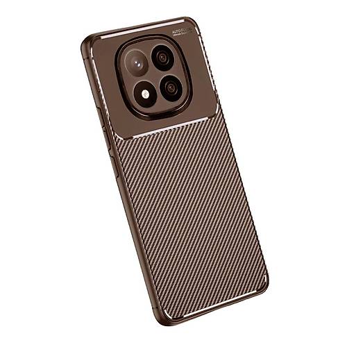 Redmi Note 14 Pro Plus K�l�f Auto Focus Karbon Kapak - Kahverengi