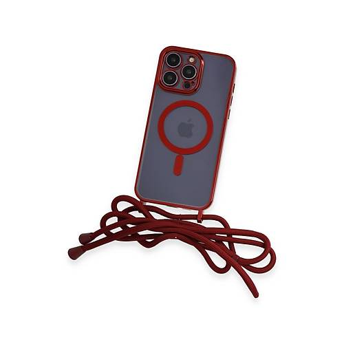 iPhone 12 Pro Max K�l�f Divo Lazer Ask�l� Magsafe Kapak - K�rm�z�