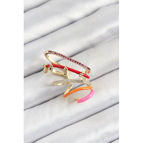 Pirin� Zirkon Ta�l� K�rm�z� Turuncu Pembe S�k��t�rma Sa� K�k�rdak Gold Renk Kad�n K�pe