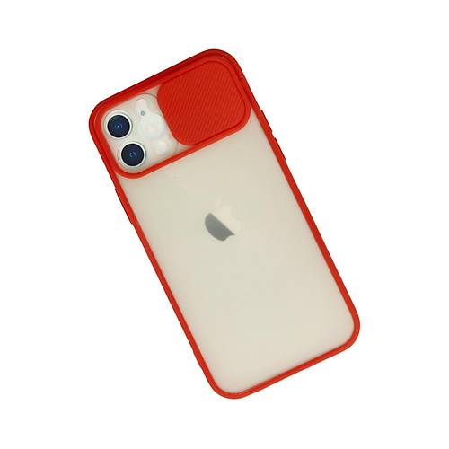 iPhone 12 K�l�f Palm Buzlu Kamera S�rg�l� Silikon - K�rm�z�