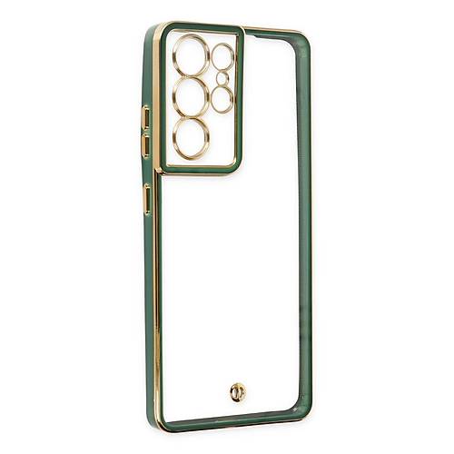Galaxy S21 Ultra K�l�f Liva Lens Silikon - Ye�il