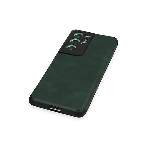 Galaxy S21 Ultra K�l�f Loop Deri Silikon - Ye�il
