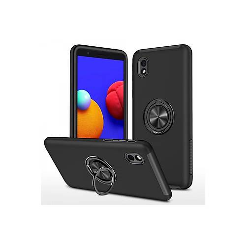 Galaxy A01 Core K�l�f Elit Y�z�kl� Kapak - Siyah