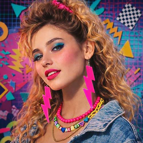 80�ler 90'lar Retro Neon Pembe �im�ek K�pe 10 cm