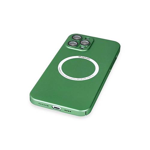 iPhone 12 Pro K�l�f Jack Magneticsafe Lens Silikon - Ye�il