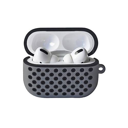Airpods Pro 2 (2.nesil) Spor Delikli K�l�f - Gri-Siyah