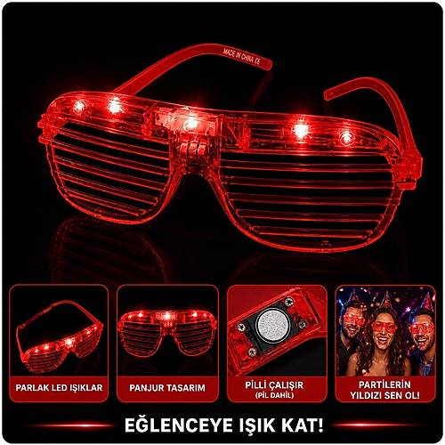 LED I��kl� Panjur Parti G�zl��� K�rm�z� Renk Shutter G�zl�k